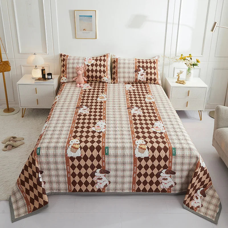 طقم غطاء سرير مزدوج من القطن من DecorBites™ بتصميم زهور لديكور سرير منزلي صحي