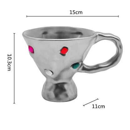 Taza de desayuno de cerámica con asa y engaste de gemas DecorBites™