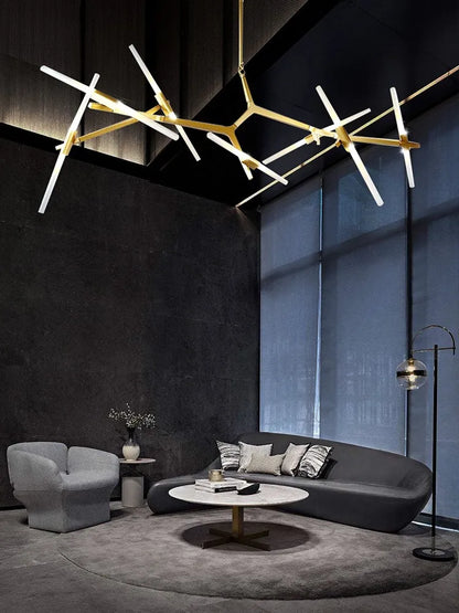 DecorBites™ Gold Branch LED Chandelier for Duplex Villa Staircase - Modern Indoor Lighting