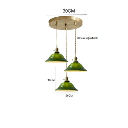 DecorBites™ Green Glass LED Pendant Lights: Vintage Japanese-America Style Hanging Lamp