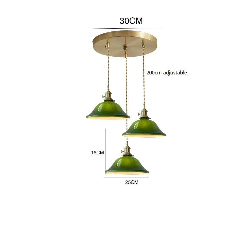 Luces colgantes LED de vidrio verde Decorbites™: Lámpara colgante de estilo vintage japonés-americano
