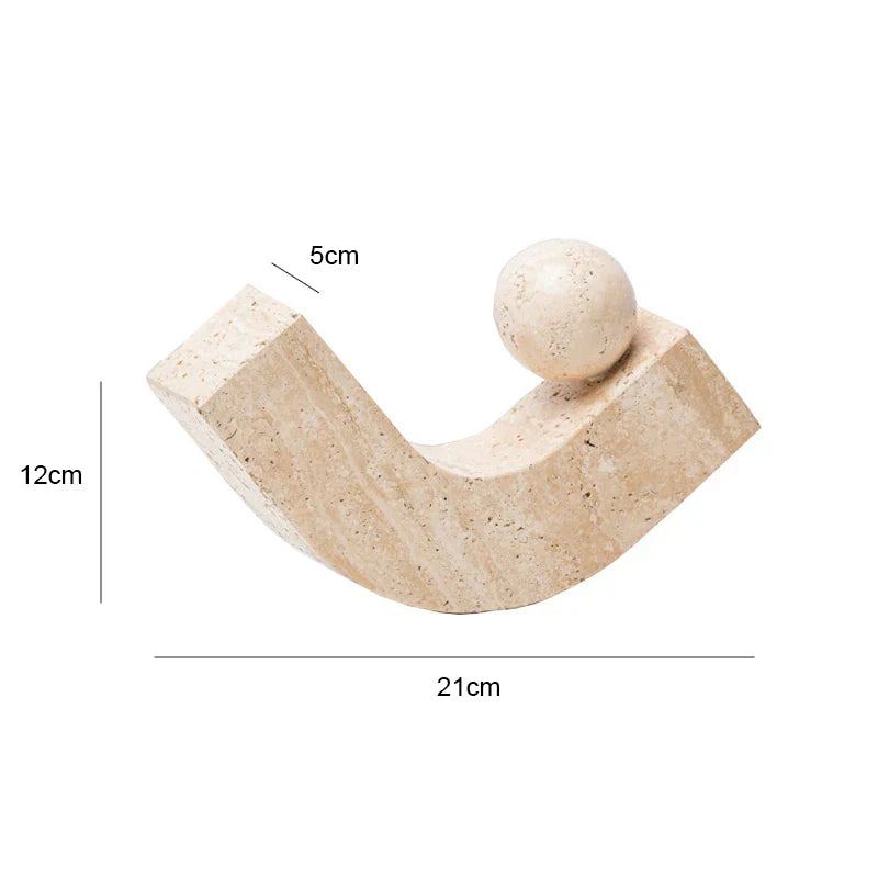 DecorBites™ Archway Shape Travertine Sculpture Figurine Statue for Home Decor