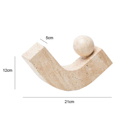 DecorBites™ Archway Shape Travertine Sculpture Figurine Statue for Home Decor