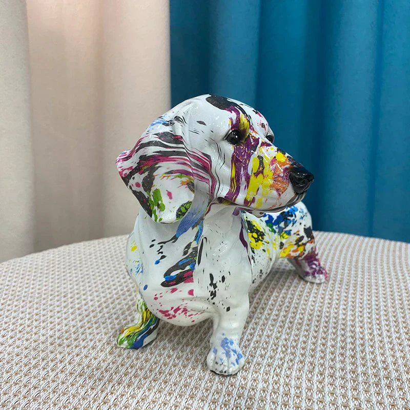 DecorBites™ Dachshund Dog Resin Graffiti Art Figurine for Home Interior Collection