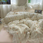 Decobites Small Floral Lace Ruffles Princess Bedding Set with Vintage Charm