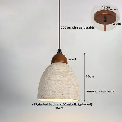 DecorBites™ LED Pendant Lights for Modern Decor with Cement Wood Design