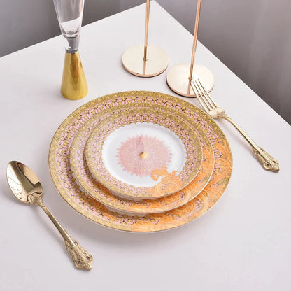 DecorBites™ Golden Flower Bone China Tableware Set