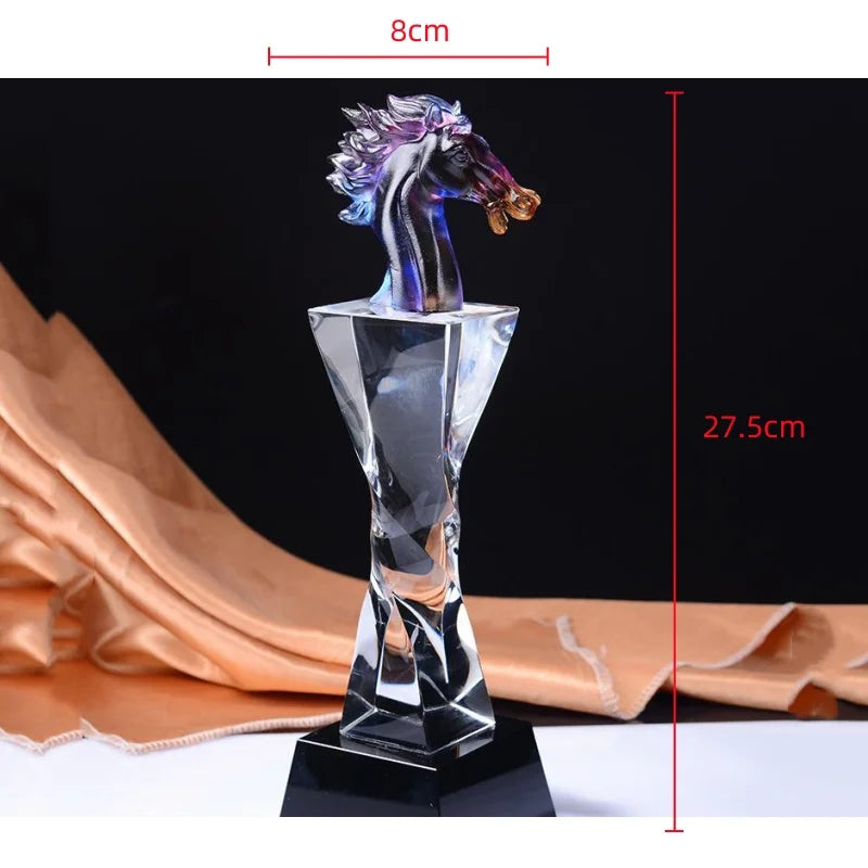 DecorBites™ Crystal Horse Trophy: Simulated Horse Head Glass Medal & Decorative Figurine