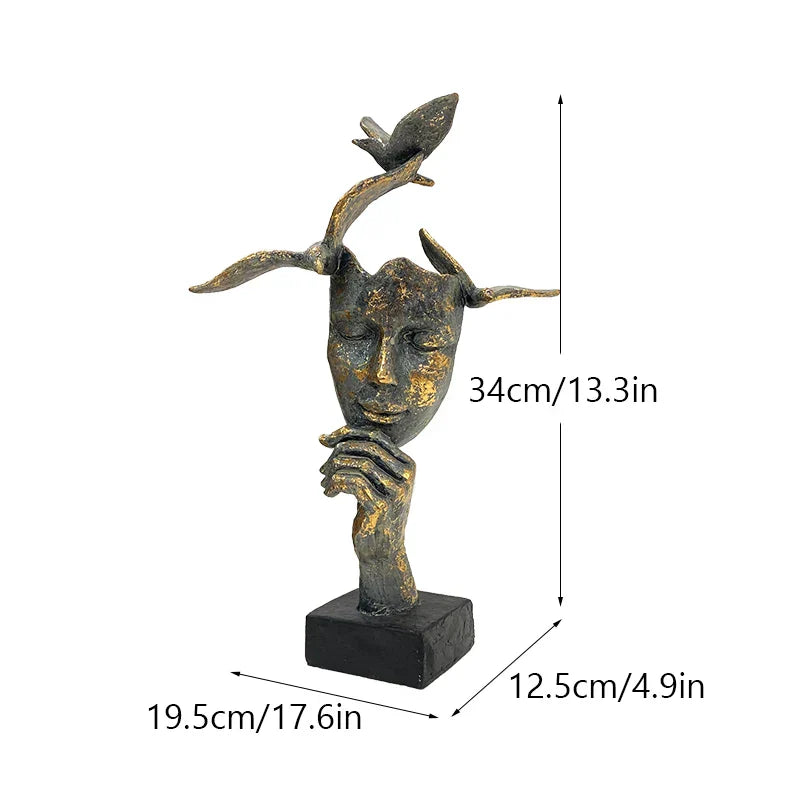 Figura decorativa de pájaro con máscara dorada DecorBites™ para el hogar y la oficina