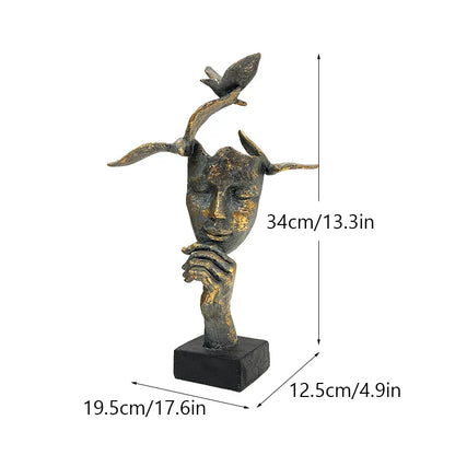 Figura decorativa de pájaro con máscara dorada DecorBites™ para el hogar y la oficina