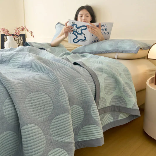 بطانية منشفة قطنية ثلاثية الطبقات مع وسادة من DecorBites™ - لحاف صيفي رائع