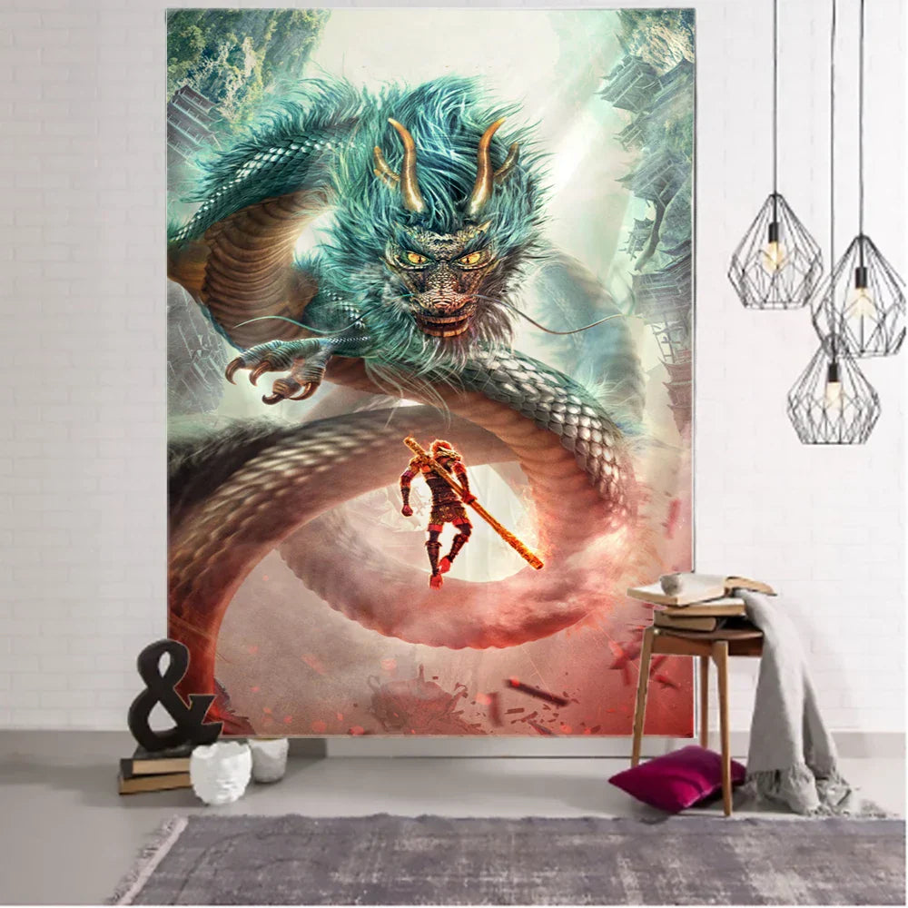 Dragon Totem Tapestry Wall Hanging for Home Decor - Decobites Hippie Art