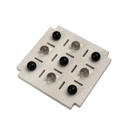 ديكور بايتس™ - مجموعة شطرنج هندسية من الخرز الزجاجي - تماثيل ديكور منزلي - زينة رخامية