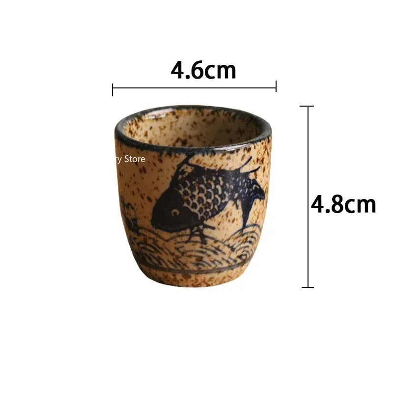 50ml Chinese Retro Ceramic Tea Cup Ceramic Mug Japanese Sake Cup Crockery Tea Cups Personal Single Cup Drinkware  Cute Cup