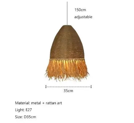 DecorBites™ Handmade Rattan Pendant Light for Living Room, Bedroom - Japanese Style