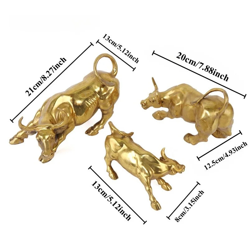 DecorBites™ Golden Bull Figurine Sculpture - Stock Market Office Decor & Holiday Gift