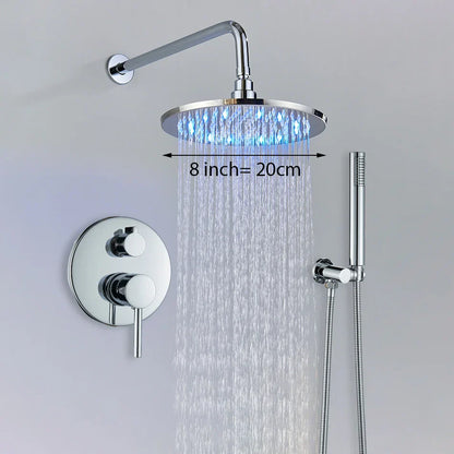 DecorBites™ Brass Shower Set with 2-Way Mixer and Handheld Spray - 8-16" Rain Shower Head