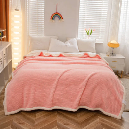 Decobites Rose Fleece Warm Blanket for Autumn Winter Beds - Thicken Imitation Lamb's Wool Blanket