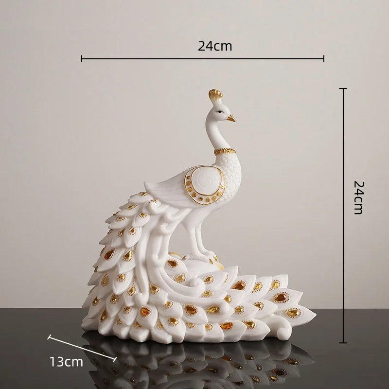 DecorBites™ Golden Phoenix Peacock Sculpture Home Decor Ornament Figurine