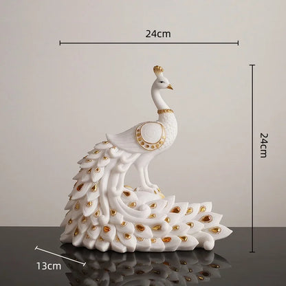 DecorBites™ Golden Phoenix Peacock Sculpture Home Decor Ornament Figurine