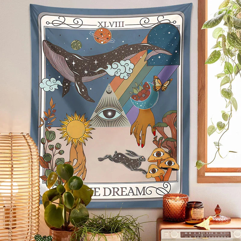 Decobites Dream Tarot Tapestry: Mystical Witchy Decor for Tarot Lovers, Hippie Dorm Art