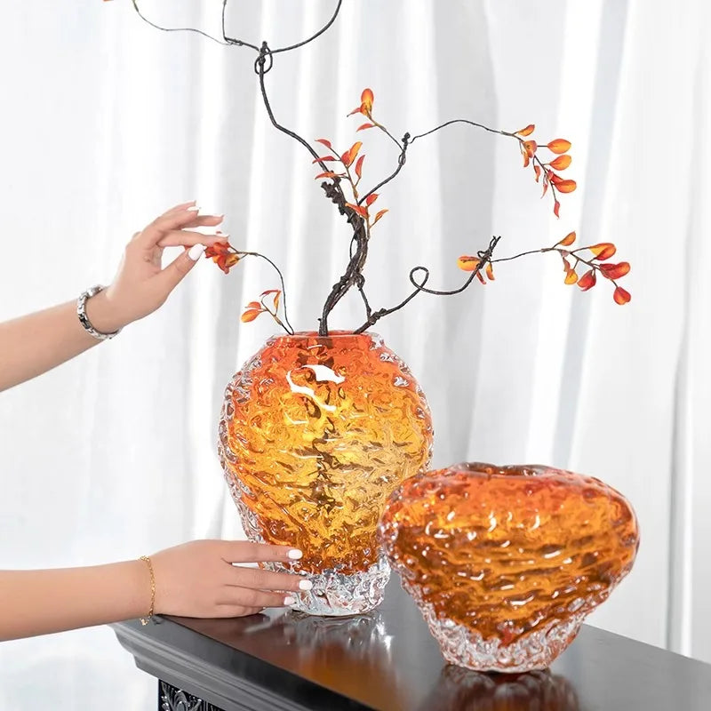 Decorbites™ Glasfarbenvasen Orange Blumendekoration Hydroponik-Terrarium Heimdekoration