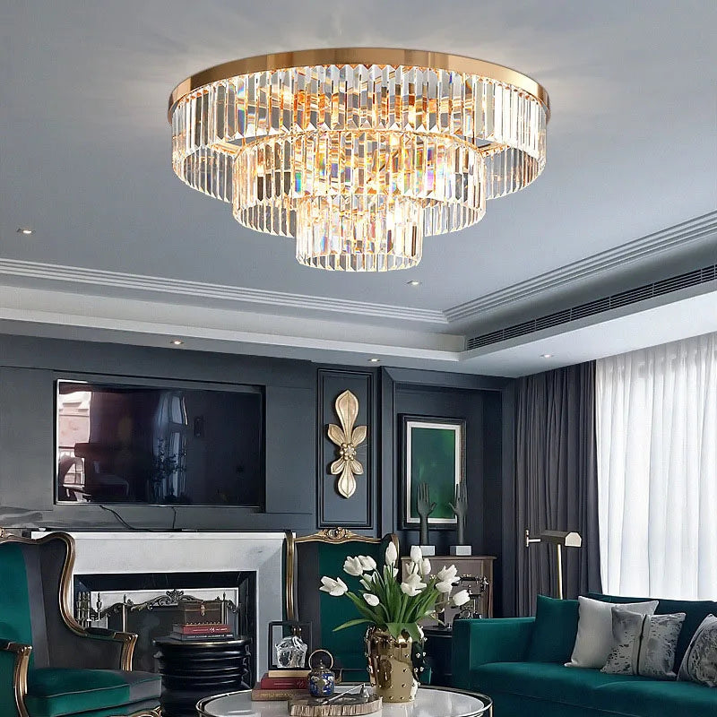 Decorbites™ Gold LED Kristall-Deckenleuchte für modernes Wohnzimmer, luxuriöse Heimdekoration