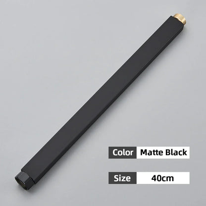 أنبوب تمديد صنبور دش الحمام الأسود من DecorBites™ - دائري ومربع 30/40 سم واجهة عامة