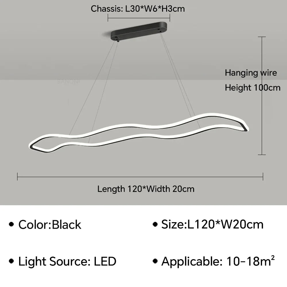 DecorBites™ LED Pendant Light: Modern Aluminum Line Shapes Chandelier