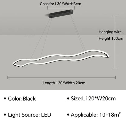 DecorBites™ LED Pendant Light: Modern Aluminum Line Shapes Chandelier