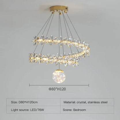 DecorBites™ Gold Crystal Spiral Chandelier LED Pendant Lights for Home Decoration