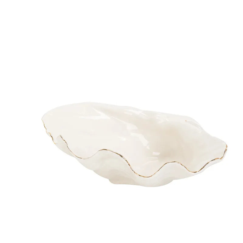 Cuenco de Concha Marina de Cerámica Oro Decorbites™: Bandeja de Almacenamiento Decorativa de Lujo para Dulces, Frutas, Joyería
