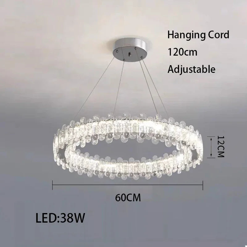 DecorBites™ Crystal LED Ceiling Chandelier: Modern Dimmable Lighting Fixture for Stylish Home Decor