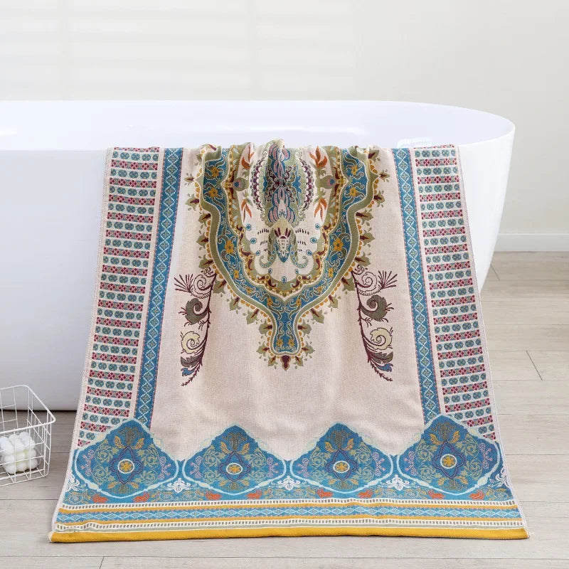 DecorBites™ Boho Cotton Gauze Bath Towel - Quick-Dry & Large Wrap