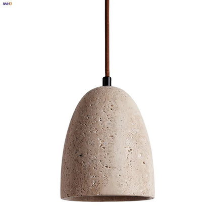 DecorBites™ LED Pendant Lamp Yellow Travertine Japanese Style Adjustable Hanging Lights