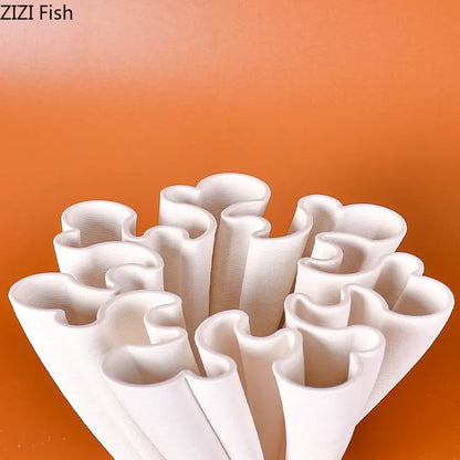 DecorBites™ Ceramic Vase Plant Pots White Porcelain Floral Desk Decor Crafts Flower Pots