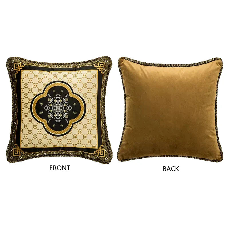 DecorBites™ Bamboo Black Gold Lumbar Pillow Covers - Oriental Chinese Style Luxury 30x50cm