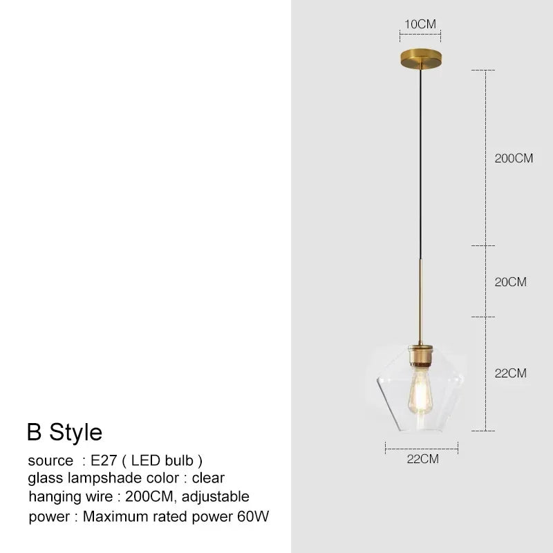 DecorBites™ Glass Chandelier Lighting for Home Dining Room Kitchen Decor Pendant Lights