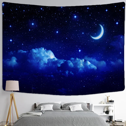 Decobites Starry Night View Tapestry: Bohemian Psychedelic Mystery Wall Hanging for Home Aesthetics