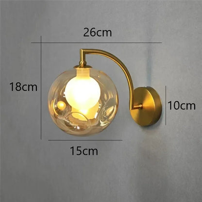 ديكوربايتس™ مصباح حائط LED على شكل كرة زجاجية لغرفة المعيشة وغرفة الطعام والمطبخ - تصميم بسيط