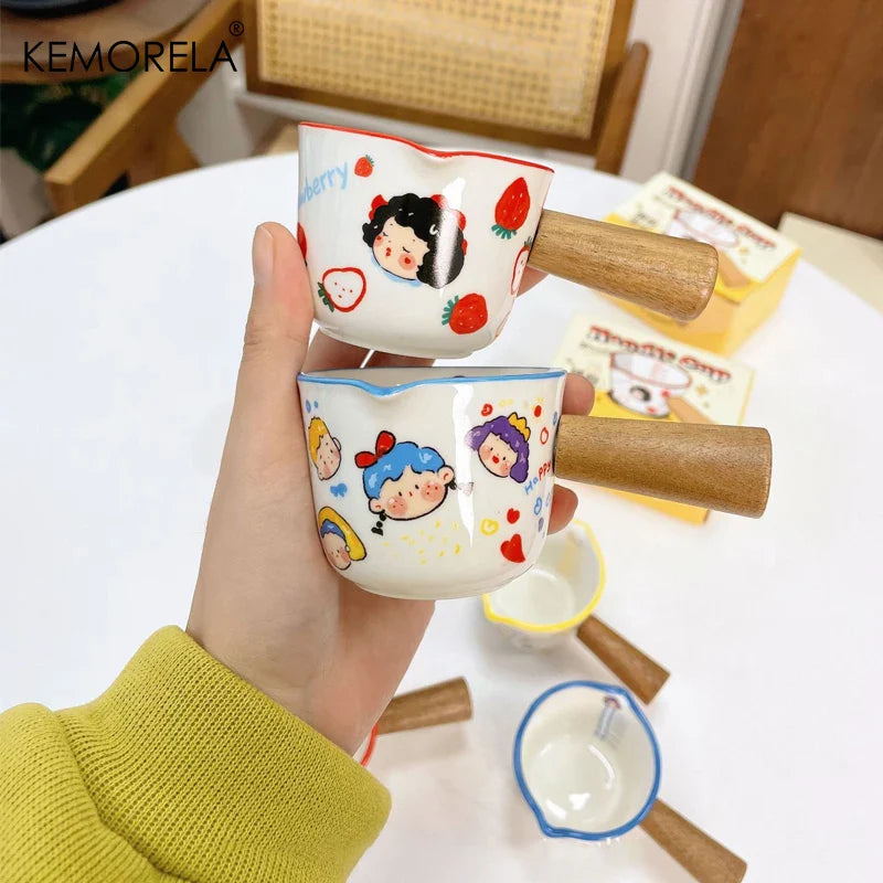 DecorBites™ Italian Ceramic Measuring Cups - Set of 3 | Espresso Extraction, Milk Cup with Scale