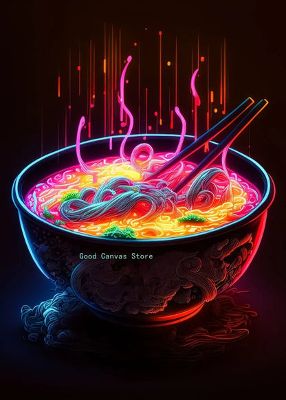 DecorBites™ Japanese Food Neon Posters Canvas Painting for Home Kitchen Decor