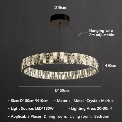 DecorBites™ Crystal Lustre Circle Chandelier LED Lights - Modern Luxury Minimalism décor
