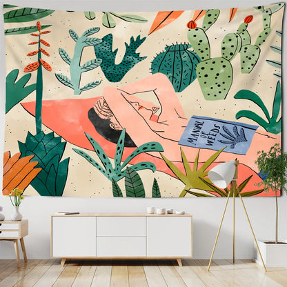 Tropical Plants Tapestry Wall Hanging by Decobites for Living Room Bedroom Décor