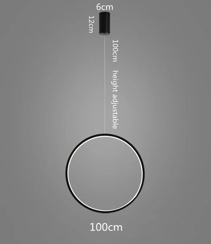 DecorBites™ LED Ring Chandelier: Minimalist Black Circle Pendant Light for Living Room Lighting