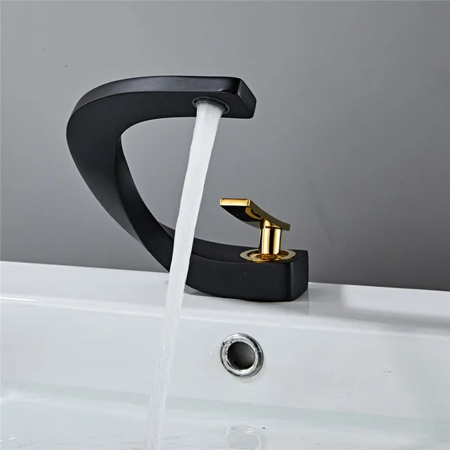 DecorBites™ Basin Faucet Brushed Gold Mixer Tap Hot Cold Sink Faucet Chrome Black New