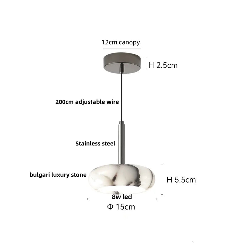 DecorBites™ LED Pendant Lights Bulgari Stone Adjustable Steel Hang Lamp Lighting