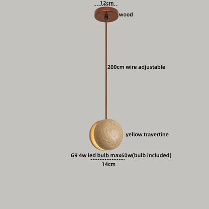 DecorBites™ LED Gourd Pendant Light Aisle Hotel Living Room Fixture Glass Travertine Hang Lamp