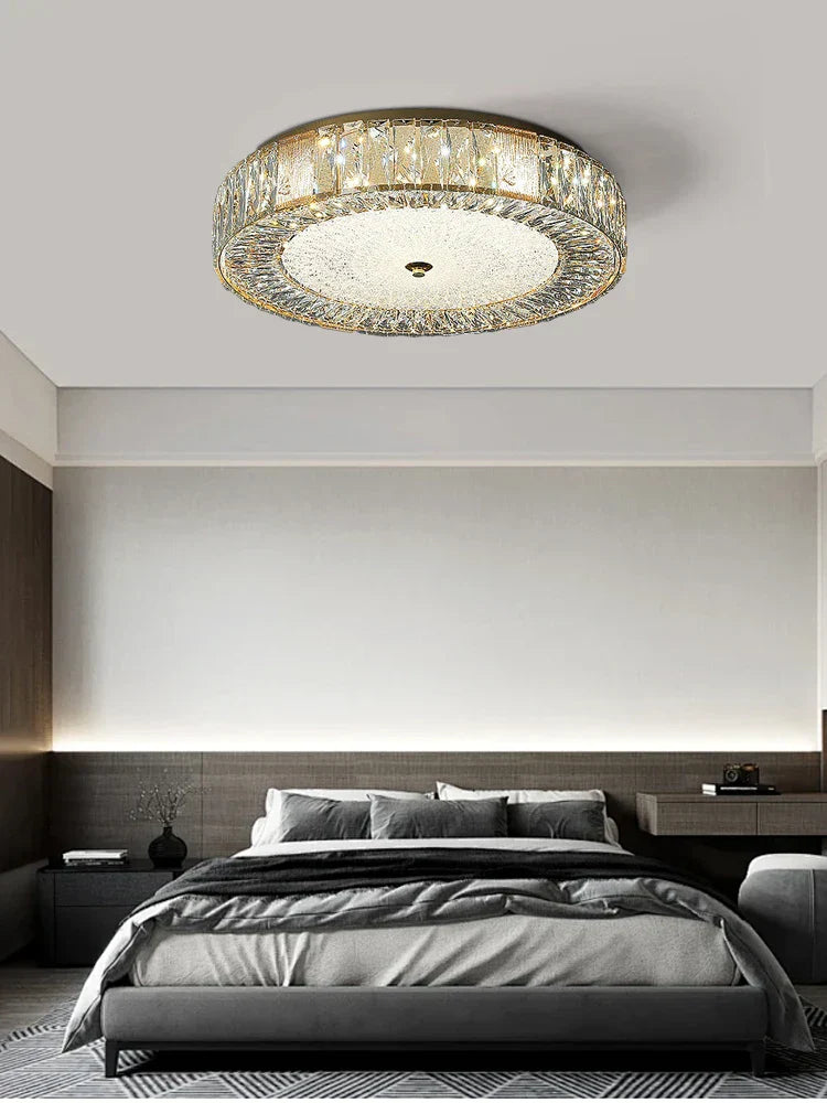 DecorBites™ Gold Crystal Glass Ceiling Light Fixture for Modern Living Rooms & Bedrooms