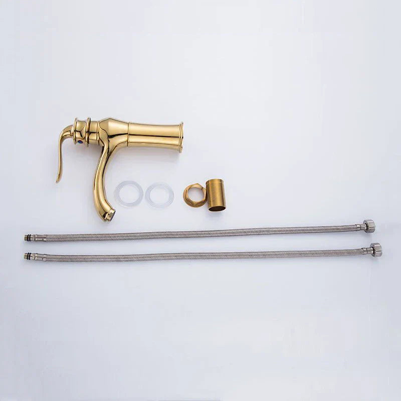 Grifo de Lavabo de Oro de la Cuenca Decorbites™ Moderno para Baño Accesorio de Cocina con Mango Único